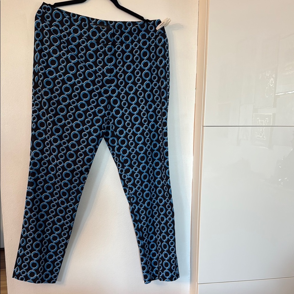 NWOT Stylish Black and Blue Patterned Pants